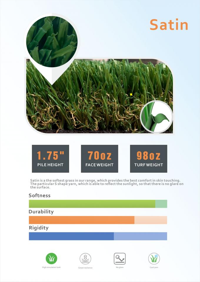 Altura 1,75 de Olive Landscaping Artificial Grass Pile do campo ISO14001” 1